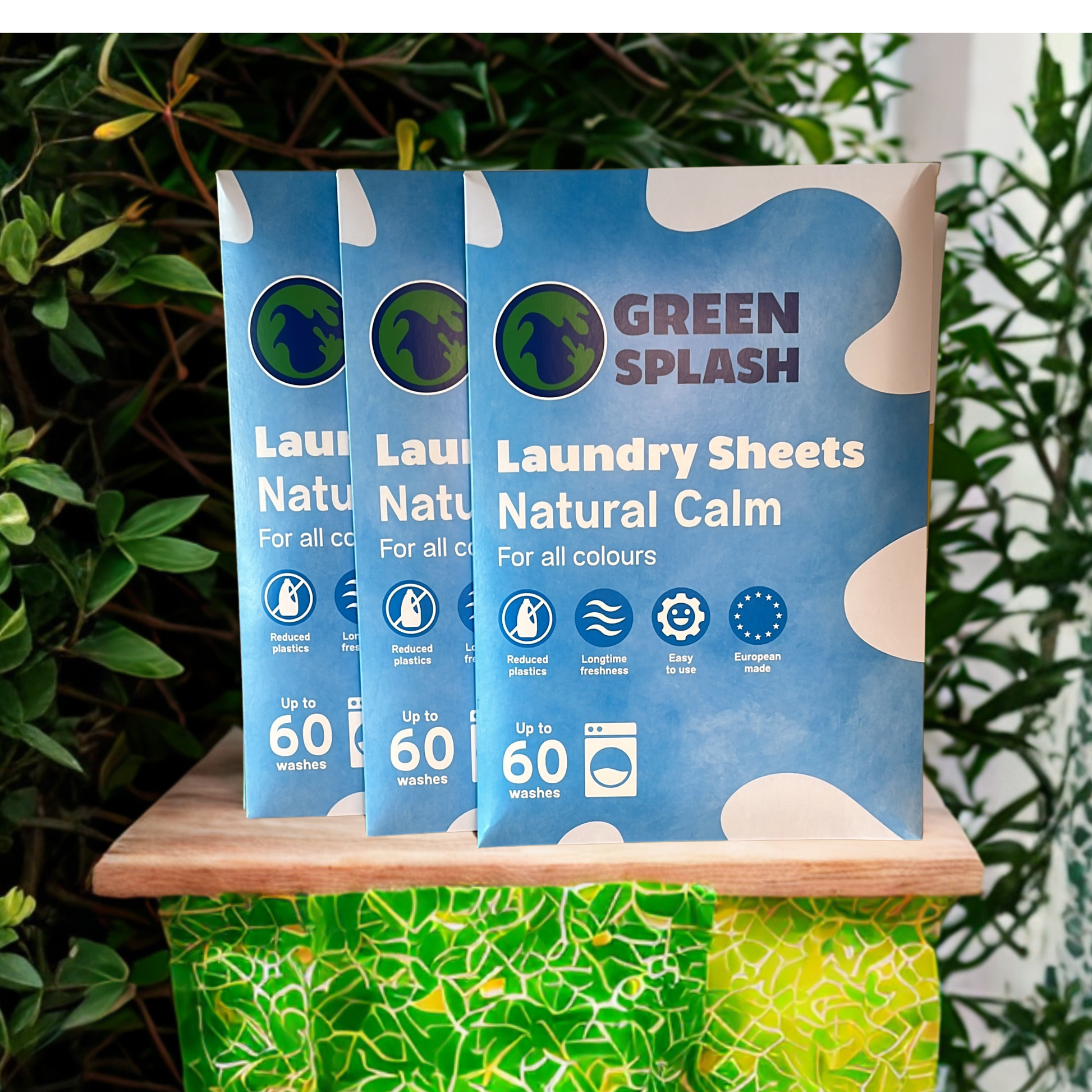 Natural Calm wasstrips op beeld tegen groene achtergrond